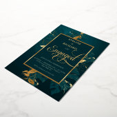Invitation En Aluminium Chasseur foncé vert et véritable feuille d'or fian (Rotation)