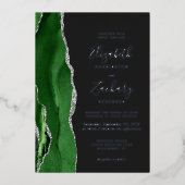Invitation En Aluminium Chasseur moderne vert Argent Agate Mariage foncé (Recto)
