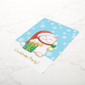 Invitation En Aluminium Chat de Noël blanc dans une fête Casquette rouge (Rotation)