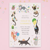 Invitation En Aluminium Chat Tastic Kitty Chat fête d'anniversaire avec or