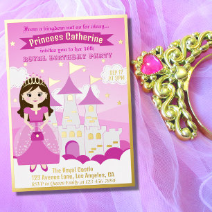 Invitation En Aluminium Château de princesse royale rose Anniversaire de f