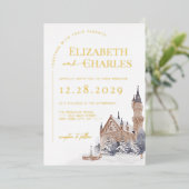 Invitation En Aluminium Château Manoir Anglais Vieux église Cathédrale Mar (Debout devant)