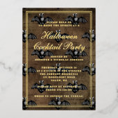 Invitation En Aluminium Chats gothiques Halloween Cocktail Party Gold (Recto)