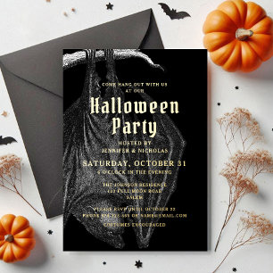 Invitation En Aluminium Chauves-souris élégantes Or Halloween Feuille de m