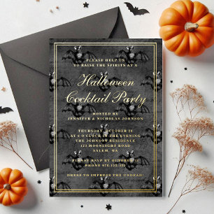 Invitation En Aluminium Chauves-souris gothiques élégantes Fête de cocktai