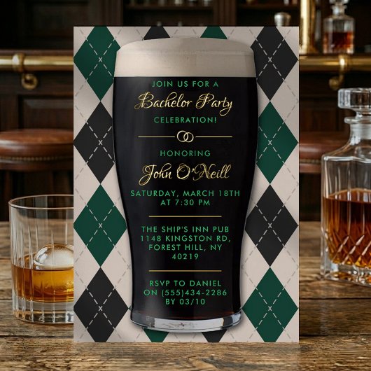 Invitation En Aluminium Cheers & Beers Guinness Pint Bachelor Party Real