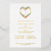 Invitation En Aluminium Cherish Romantic Orange & Green Floral Heart Shape (Recto)