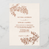 Invitation En Aluminium Cherry Blossom Elegant Rose VRAI Mariage or (Recto)