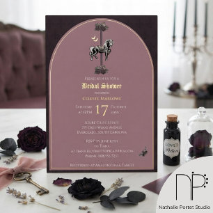 Invitation En Aluminium Cheval de carrousel gothique mauve pour enterremen