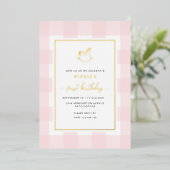 Invitation En Aluminium Cheval Rocheux rose En vichy Anniversaire Invitati (Debout devant)