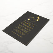 Invitation En Aluminium Chic Ardoise Gris Feuille Monogramme Photo Mariage (Rotation)