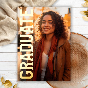 Invitation En Aluminium Chic Black Bold Gold Foil Photo Graduation Party