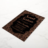 Invitation En Aluminium Chic Black et Rose Gold Leopard Sweet 16 (Rotation)