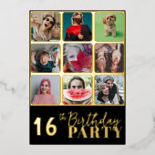 Invitation En Aluminium Chic Black & Gold 10 Photo Anniversaire (Recto)