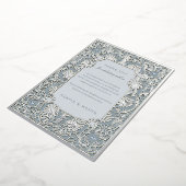 Invitation En Aluminium Chic bleu Dusty et Merci d'huile d'argent (Rotation)