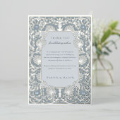 Invitation En Aluminium Chic bleu Dusty et Merci d'huile d'argent (Debout devant)