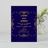 Invitation En Aluminium chic bleu marine or rose  (Debout devant)