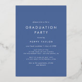 Invitation En Aluminium Chic Blue Gold Foil Photo Graduation Party (Verso)