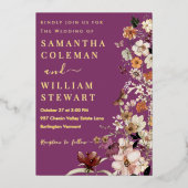 Invitation En Aluminium Chic Boho Fleur sauvage Rustic Berry Purple Mariag (Recto)
