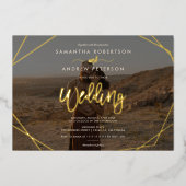 Invitation En Aluminium Chic cadre boho simple script photo mariage (Recto)