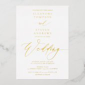 Invitation En Aluminium Chic classique calligraphie mariage or blanc (Recto)