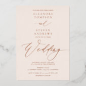Invitation En Aluminium Chic classique calligraphie mariage or rose (Recto)