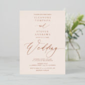 Invitation En Aluminium Chic classique calligraphie mariage or rose (Debout devant)