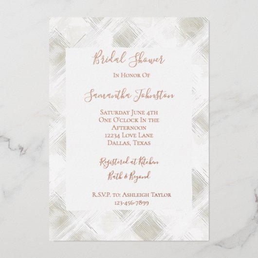 Invitation En Aluminium Chic Cream White Stripes Bridal Shower (Recto)