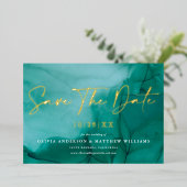 Invitation En Aluminium Chic Design Script Vert Aquarelle Enregistrer La D (Debout devant)