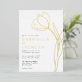 Invitation En Aluminium Chic Elegant Floral Tulip Mariage or (Debout devant)