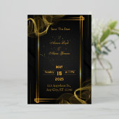 Invitation En Aluminium Chic Élégant Noir & Or (Debout devant)