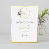 Invitation En Aluminium Chic Emerald Vert couleur Laver or Blush Roses (Debout devant)