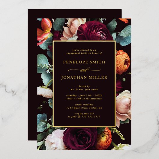 Invitation En Aluminium Chic Eucalyptus Automne Floral (Recto/Verso)