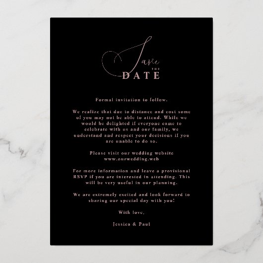 Invitation En Aluminium Chic Exquisite Script Photo Christmas Rose Gold (Verso)