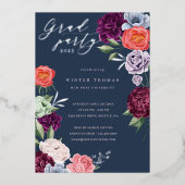 Invitation En Aluminium Chic Floral Peonies Rose Blossoms Graduation Party (Recto)
