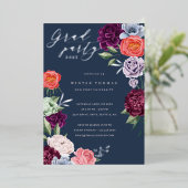 Invitation En Aluminium Chic Floral Peonies Rose Blossoms Graduation Party (Debout devant)