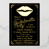 Invitation En Aluminium Chic Foil Lips Bachelorette Party Real (Recto)