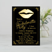 Invitation En Aluminium Chic Foil Lips Bachelorette Party Real (Debout devant)