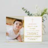 Invitation En Aluminium Chic Gold Baptism photo (Debout devant)