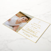 Invitation En Aluminium Chic Gold Baptism photo (Rotation)