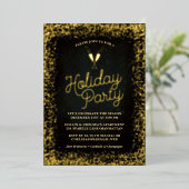 Invitation En Aluminium Chic Gold Champagne Verres Fête (Debout devant)