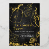 Invitation En Aluminium Chic Gold Citrouille Black Halloween Party (Recto)