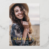 Invitation En Aluminium Chic Grad Casquette Gold Foil Photo Graduation Par (Recto)