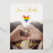 Invitation En Aluminium Chic Love & Merci LGBT Rainbow Pride Heart Photo (Recto)