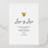 Invitation En Aluminium Chic Love & Merci LGBT Rainbow Pride Heart Photo (Verso)