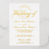 Invitation En Aluminium Chic Mariage de script Gold Real (Recto)