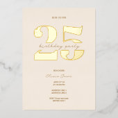 Invitation En Aluminium Chic minimalist 25th birthday  (Recto)
