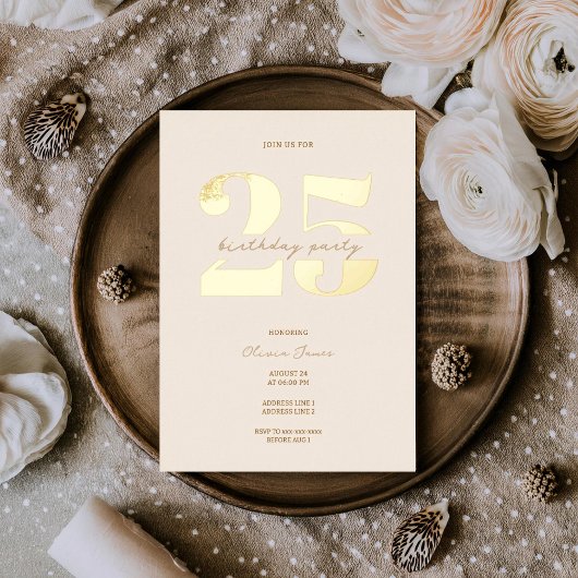 Invitation En Aluminium Chic minimalist 25th birthday 