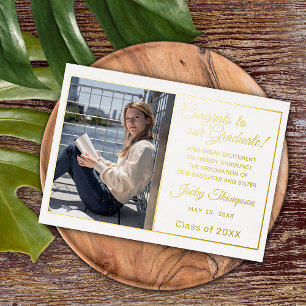 Invitation En Aluminium Chic Minimalist Gold Foil Graduation Announcement