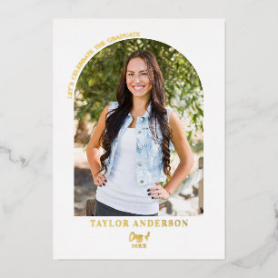 Invitation En Aluminium Chic Modern Arch Photo Maroon Graduation Party